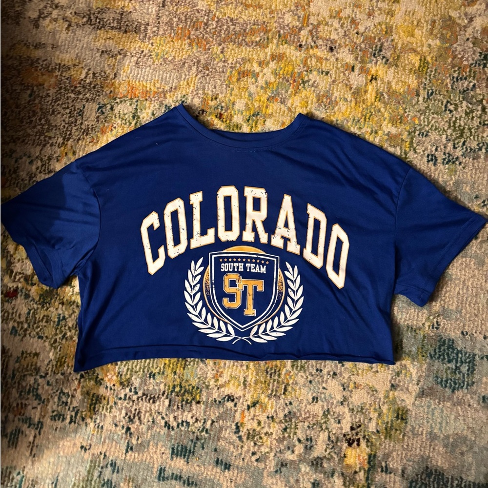 Blue Colorado Kids Crop Top